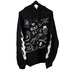 Mens Y2K Sad Boyz By Junior H Grunge Streetwear Pullover Hoodie Size 3XL